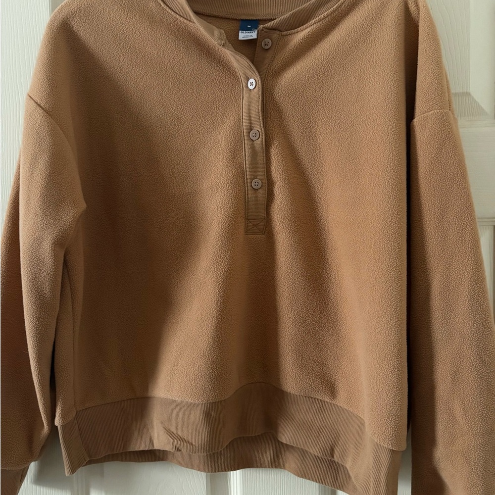 Old Navy Tan Fleece Henley Sweatshirt